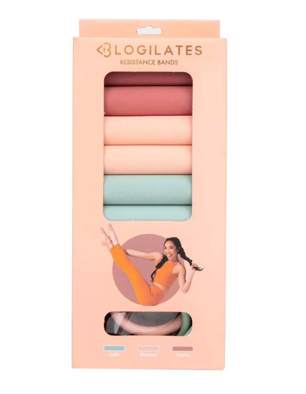 Blogilates 3pk Resistance Bands - Pink/Green/Orange: Foam & TPR, Medium & Light